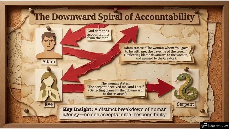 The downward spiral of accountability (Genesis 3:12–13)