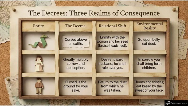 The decrees: three realms of consequence (Genesis 3:14–19)