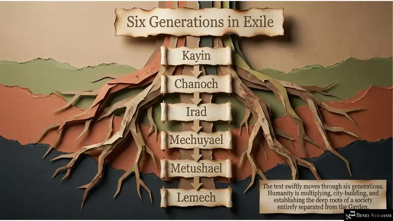 Six generations in exile: Kayin to Lemech (Genesis 4:17–18)