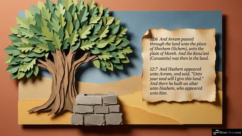 At the oak of Moreh in Shechem, Hashem appears: “Unto your seed will I give this land” (Genesis 12:6–7)