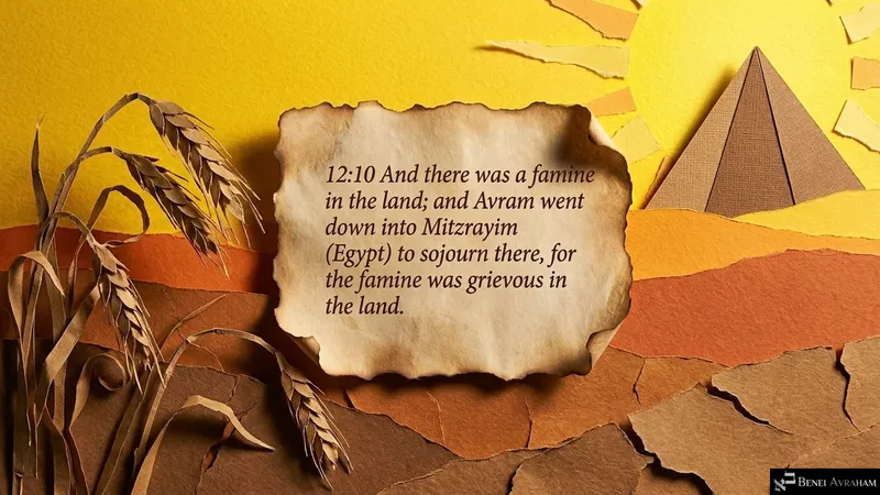 A famine in the land: Avram goes down into Mitzrayim to sojourn there (Genesis 12:10)
