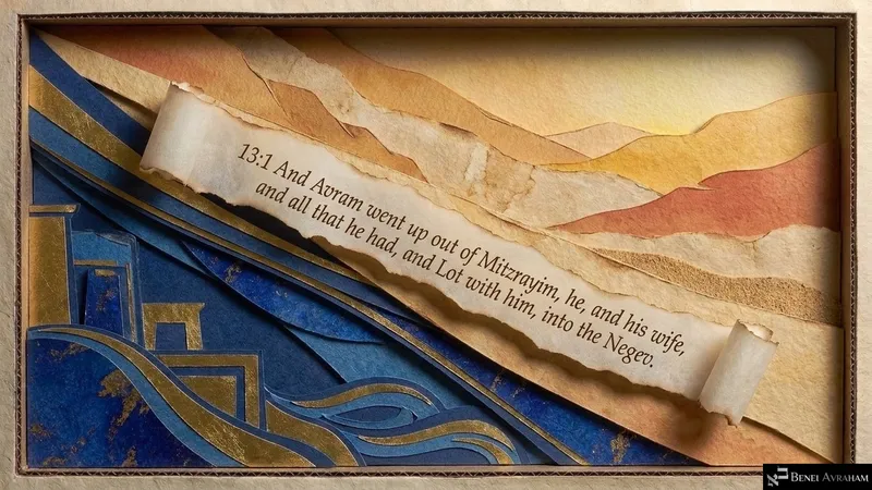 Avram goes up out of Mitzrayim into the Negev, and Lot with him (Genesis 13:1)