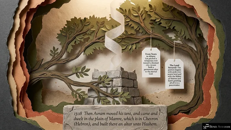 Avram moves his tent to the plain of Mamre in Chevron and builds an altar to Hashem (Genesis 13:18)