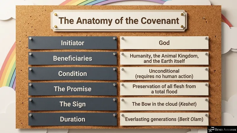 The anatomy of the covenant: initiator, beneficiaries, condition, promise, sign and duration