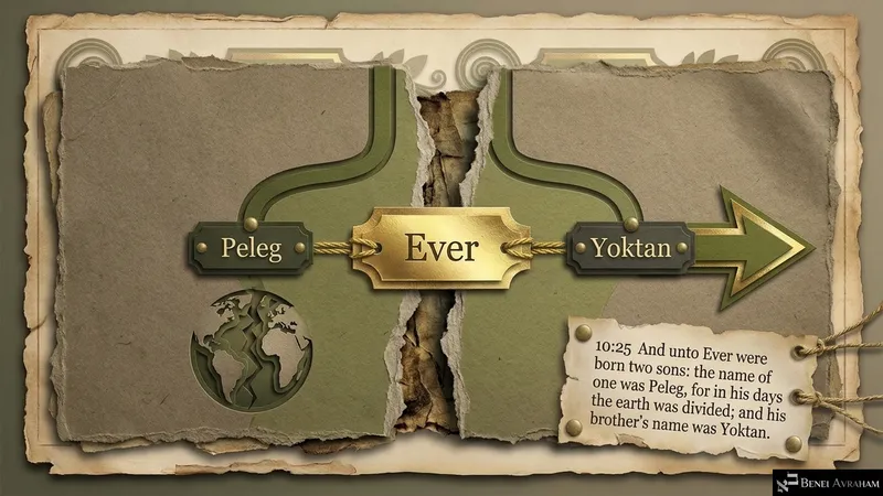 Ever’s two sons, Peleg and Yoktan: in Peleg’s days the earth was divided (Genesis 10:25)